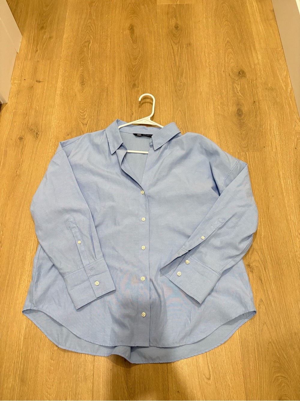 Zara Pale Blue Women's Button-Down Shirt